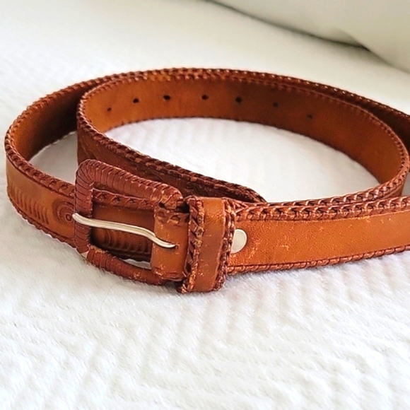 Guatemala Leather Tooled Belt- Indian Chiefs Designs - Picture 1 of 8